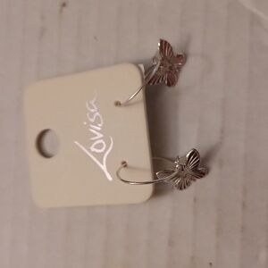 4/$30 New Silver Butterfly Hoop Earrings